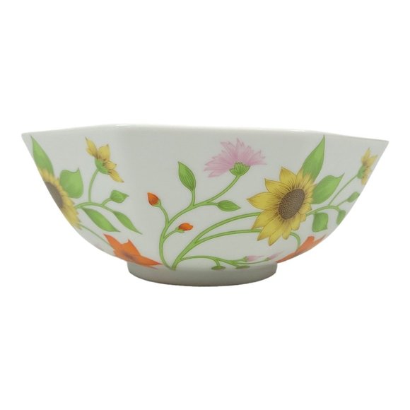 Vintage 1975 Fitz And Floyd Petite Fleur 8.5" Octagonal Serving Bowl Flowers - Picture 4 of 14